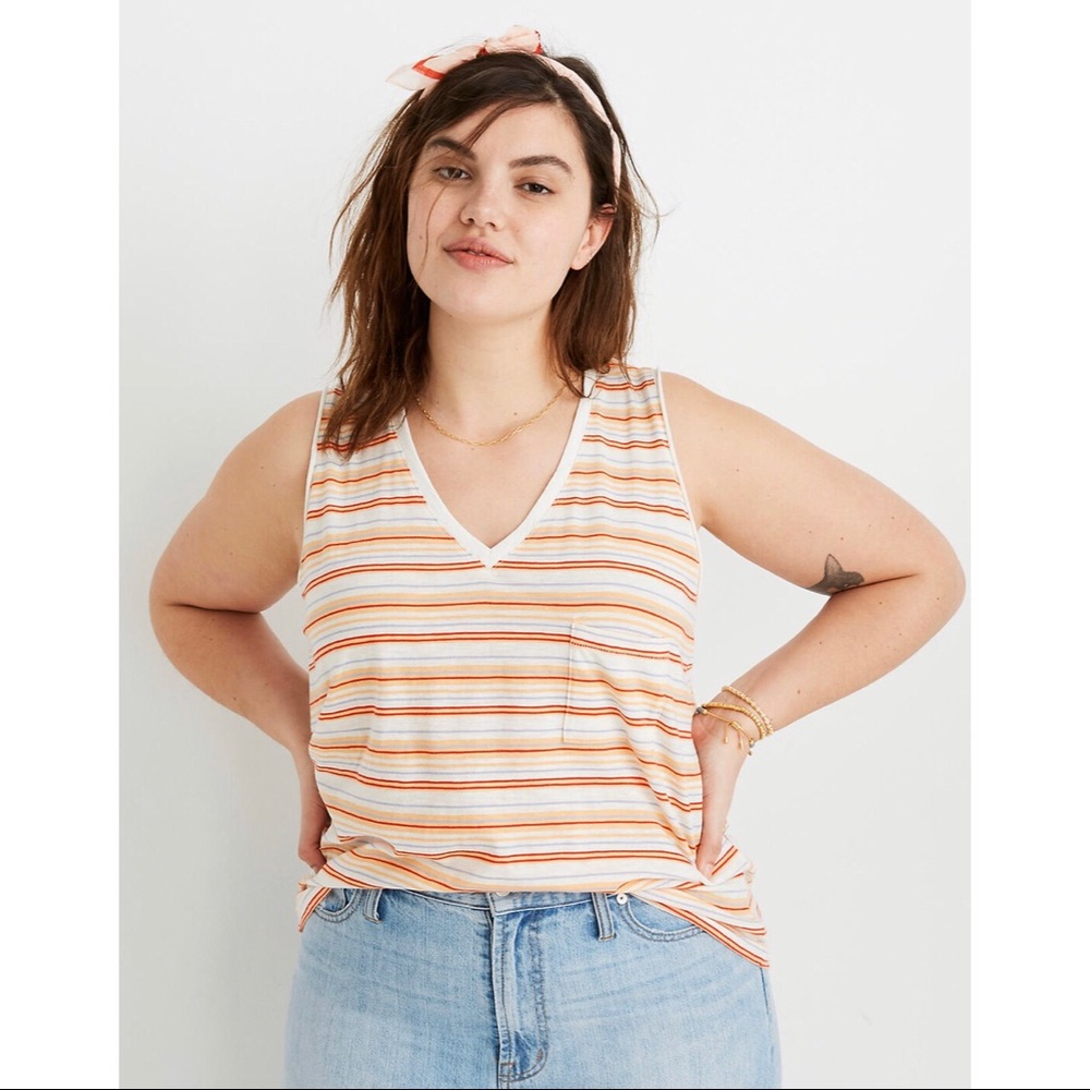 Madewell Whisper Cotton V-Neck Pocket Tank